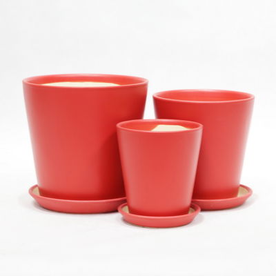 Glosyjne pojedyncze lekkie, wewnętrzne garnki ceramiczne z taczką drenażową
