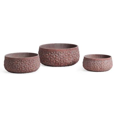 Stylowe, odporne na promieniowanie UV, okrągłe, ręcznie wykonane ceramiczne garnki ogrodowe z otworem drenażowym dla małych roślin