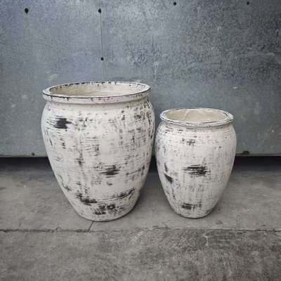 Nieregularna Czarna Szczotka Biała Okrągła Donica z Włókna i Gliny Redesign Holu