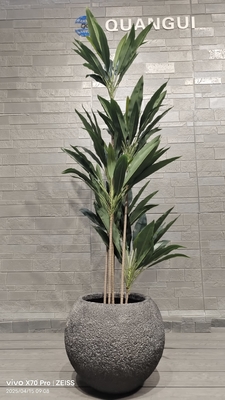 szary teksturowany okrągły glinny plantator z naturalnym wzorem podobnym do skały, lekki, trwały, o niskiej konserwacji, garnek do kwiatów, wakacje, villa, dekoracja biura, projekt ogrodowy
