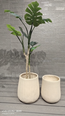 nowoczesny wygląd neutralny beżowy powtarzalny tekstura liniowa design okrągłe włókno glina plantator lekki trwały niskiej konserwacji garnek kwiatowy wakacje Villa dekoracja biura ogród projekt krajobrazowy
