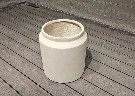 Świetlny beżowy prosty cylinder Włókno gliny Outdoor Planter Architektoniczne projektowanie krajobrazu